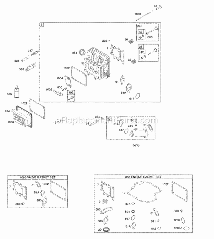 Cylinder Head Gasket Set - Engine Gasket Set - Valve Intake Manifold Valves Diagram and Parts List for 21B807-0114-B1  Briggs and Stratton Engine